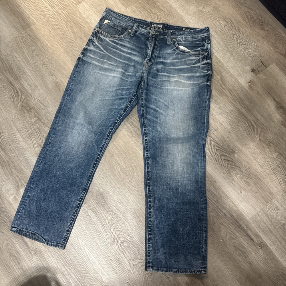 Salvage Relaxed Fit Blue Jeans